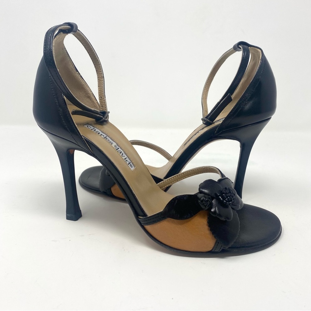 Charles David Floral Applique Ankle Strap Heel Sandal - Picture 12 of 12